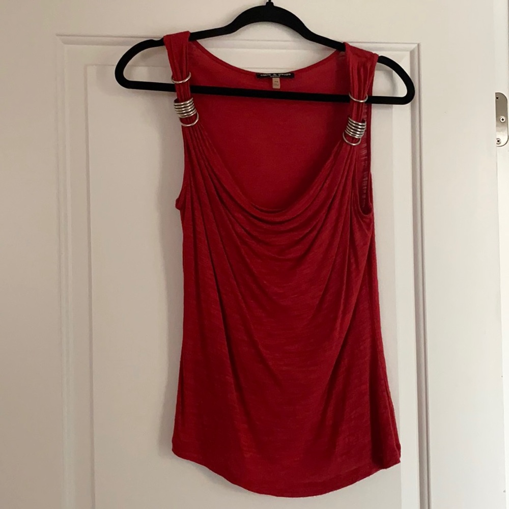 Red Tank Top with Silver Detail